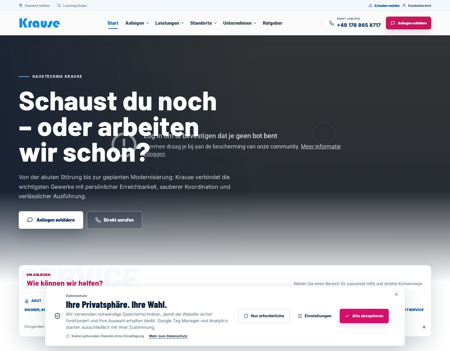 Aktuelle Website-Vorschau von Haustechnik Krause