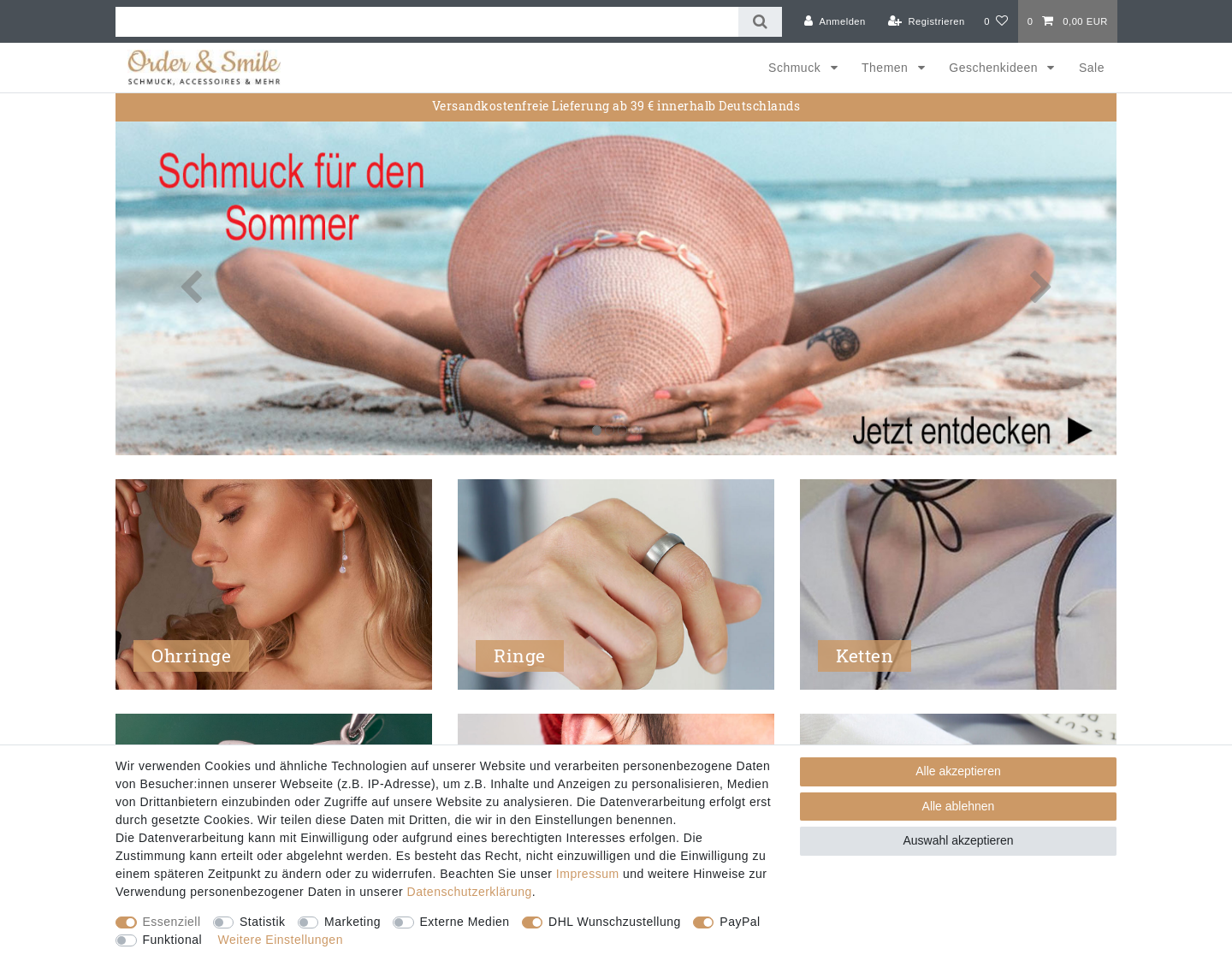 Aktuelle Website-Vorschau von Schmuck und Kinderschmuck günstig!