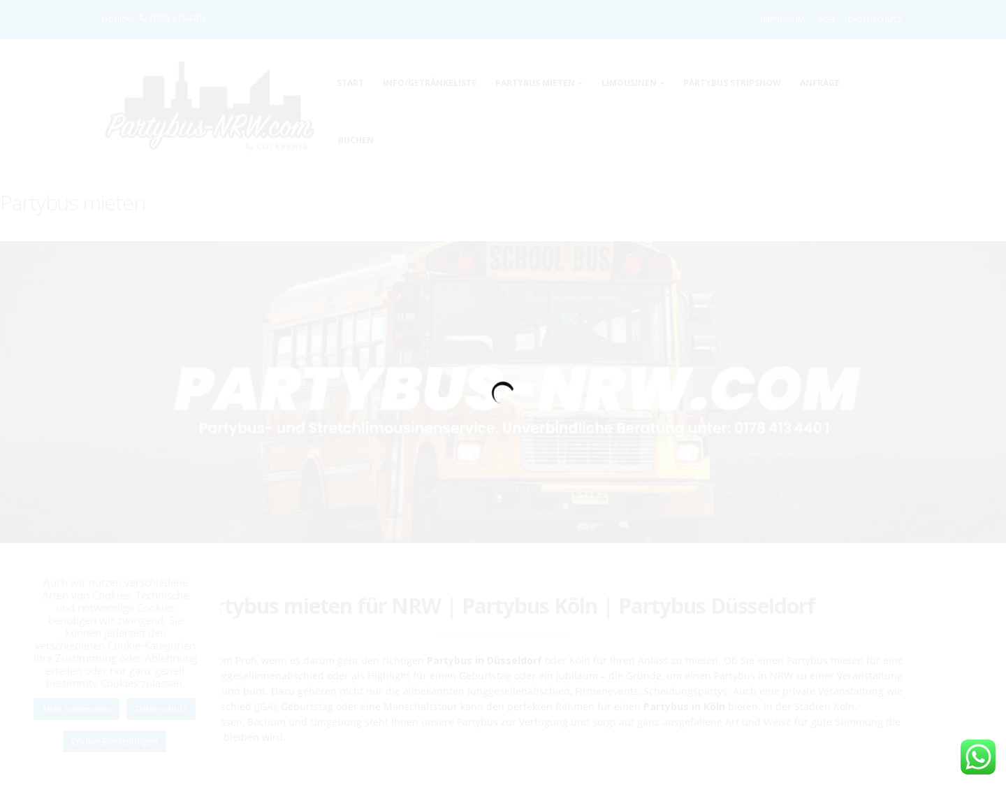 Aktuelle Website-Vorschau von Partybus Düsseldorf