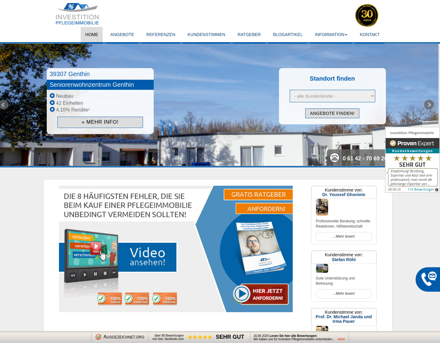 Aktuelle Website-Vorschau von Pflegeimmobilien als Kapitalanlage
