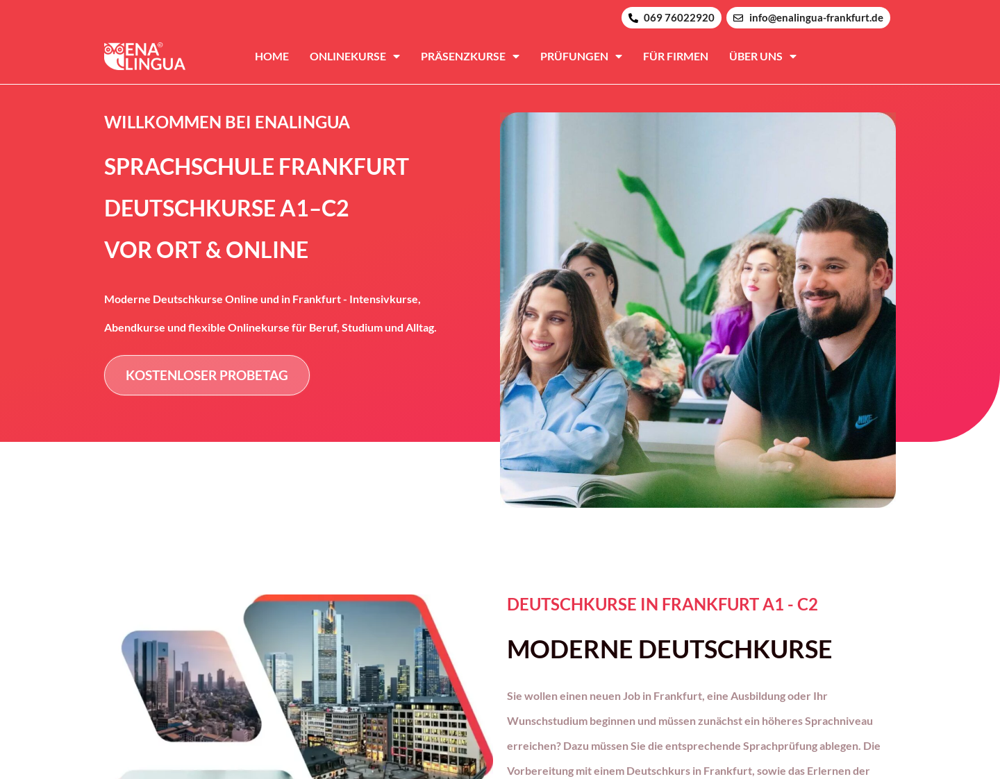 Aktuelle Website-Vorschau von Enalingua - Sprachschule