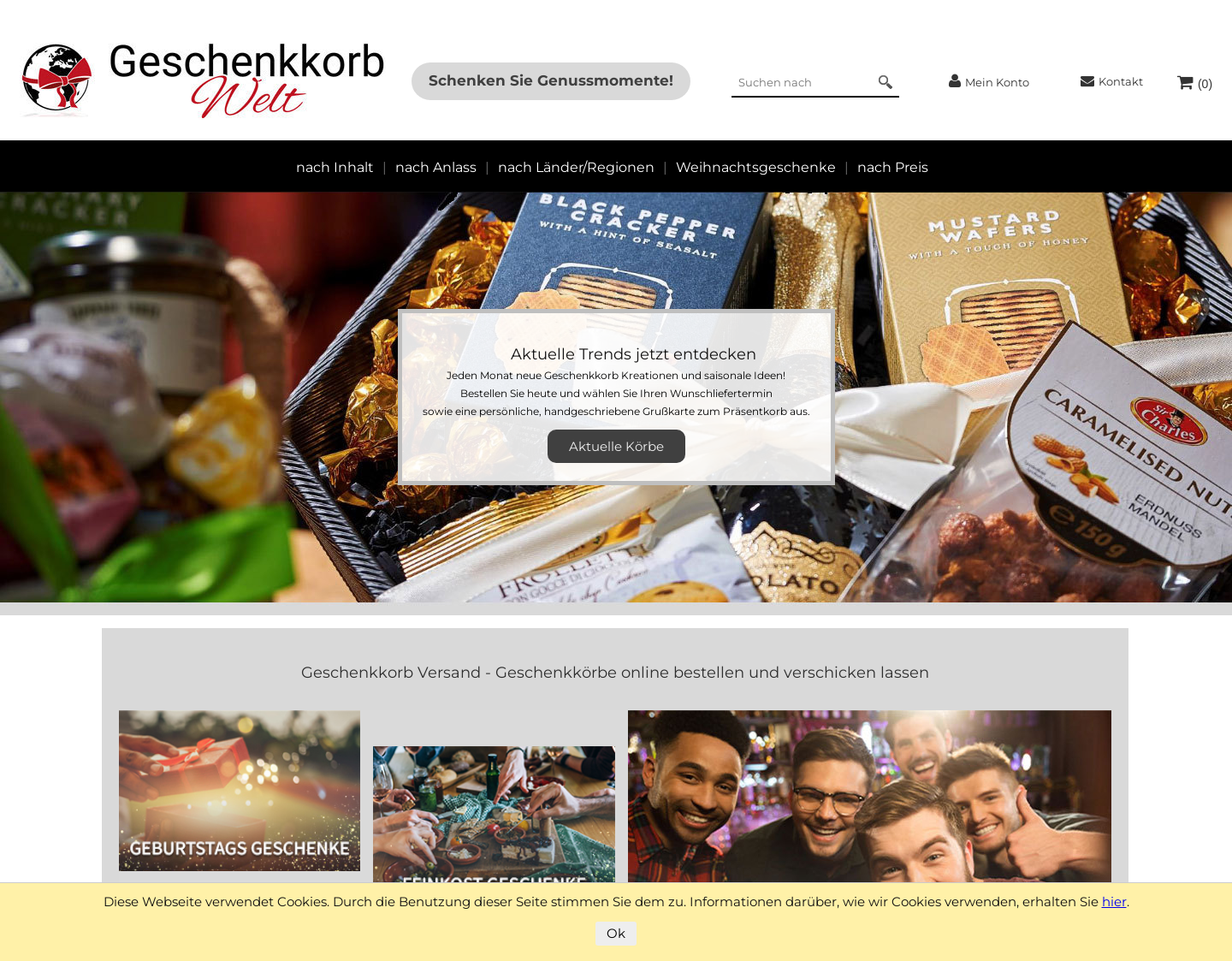 Aktuelle Website-Vorschau von Geschenkkorb Welt