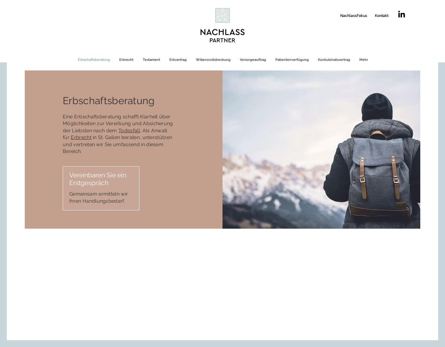 Aktuelle Website-Vorschau von Nachlasspartner AG unterstützt Nachlassplanung