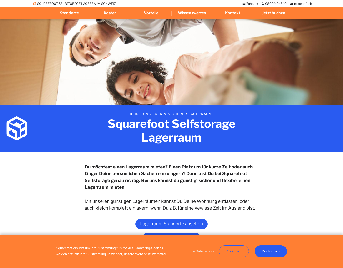 Aktuelle Website-Vorschau von Squarefoot Selfstorage Schweiz