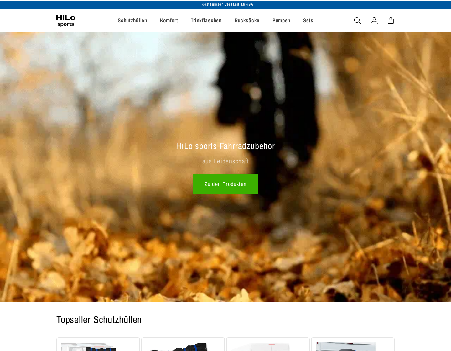 Aktuelle Website-Vorschau von HiLo sports- Fahrradzubehör mit Leidenschaft