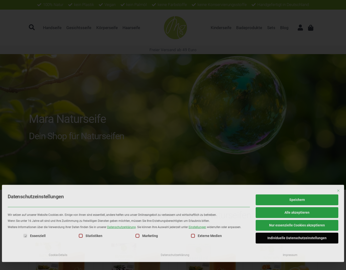 Aktuelle Website-Vorschau von Mara Kosmetik GmbH
