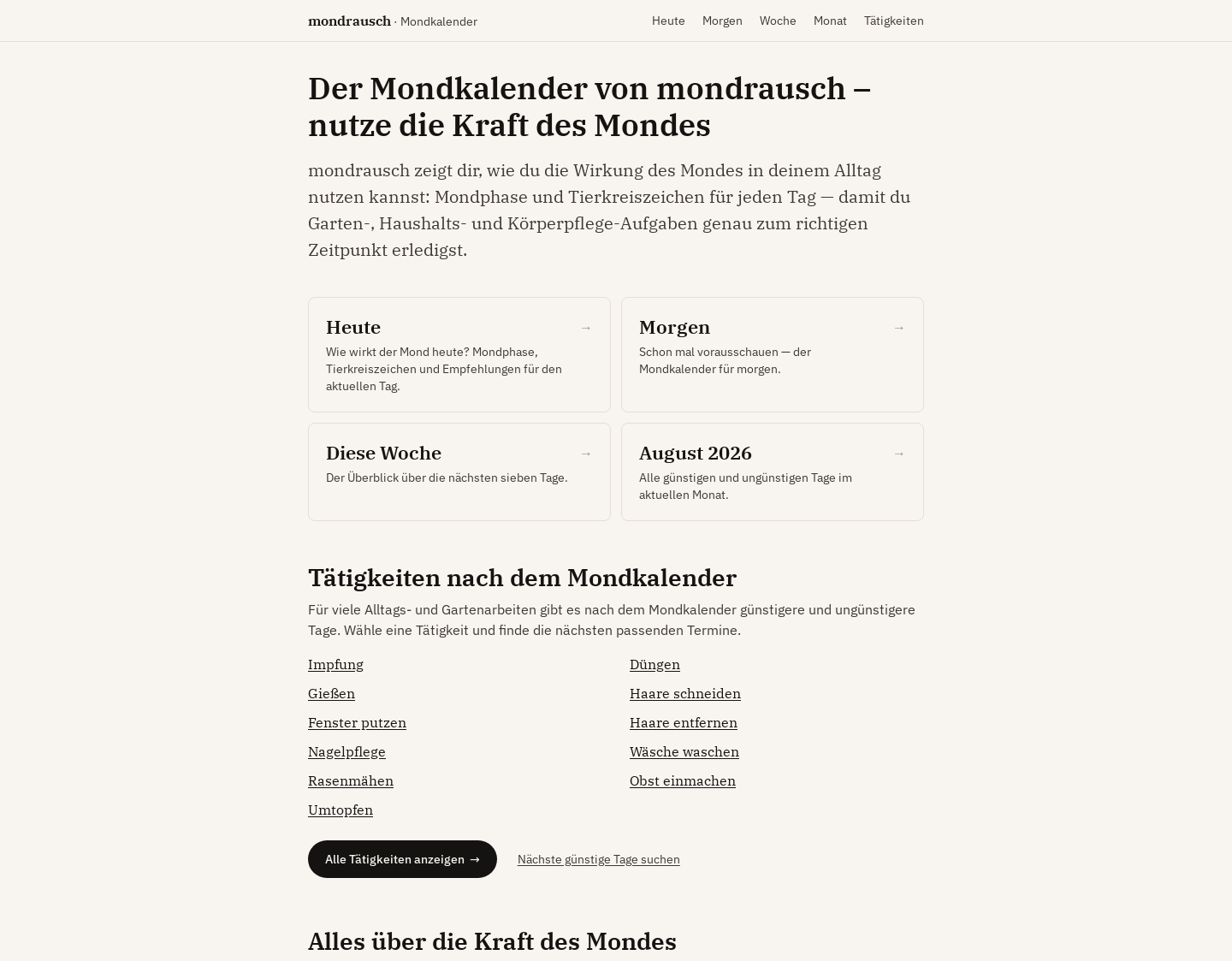 Aktuelle Website-Vorschau von Mondrausch