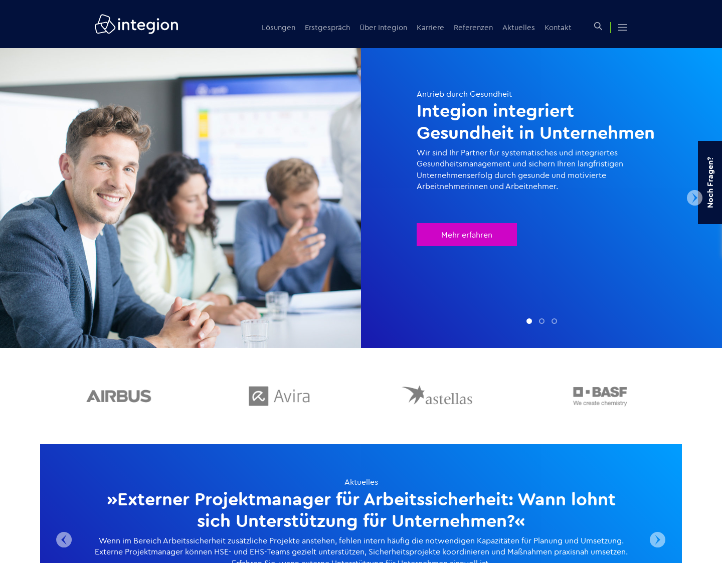 Aktuelle Website-Vorschau von Integion GmbH