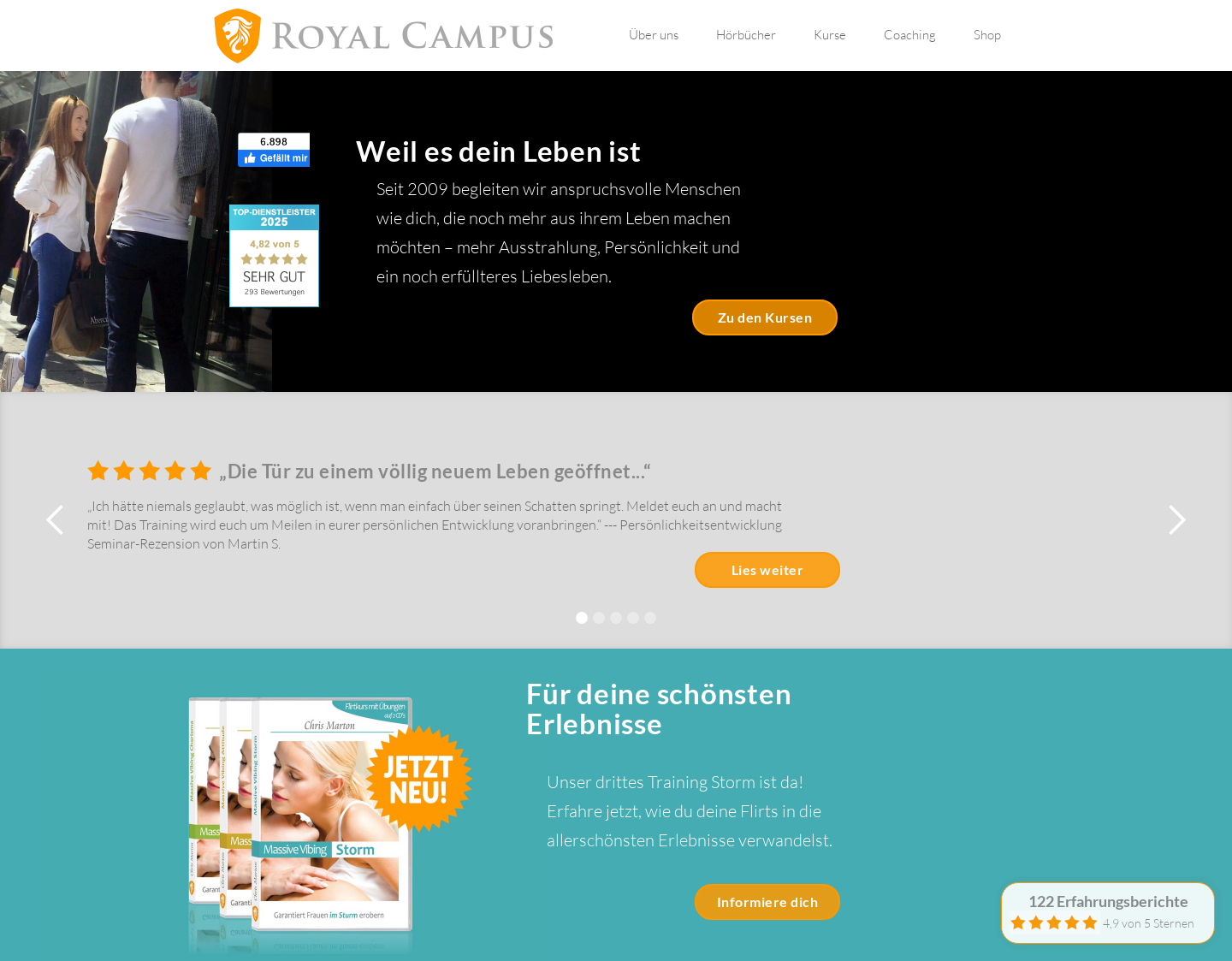 Aktuelle Website-Vorschau von Royal Campus ? Akademie für Persönlichkeitsent