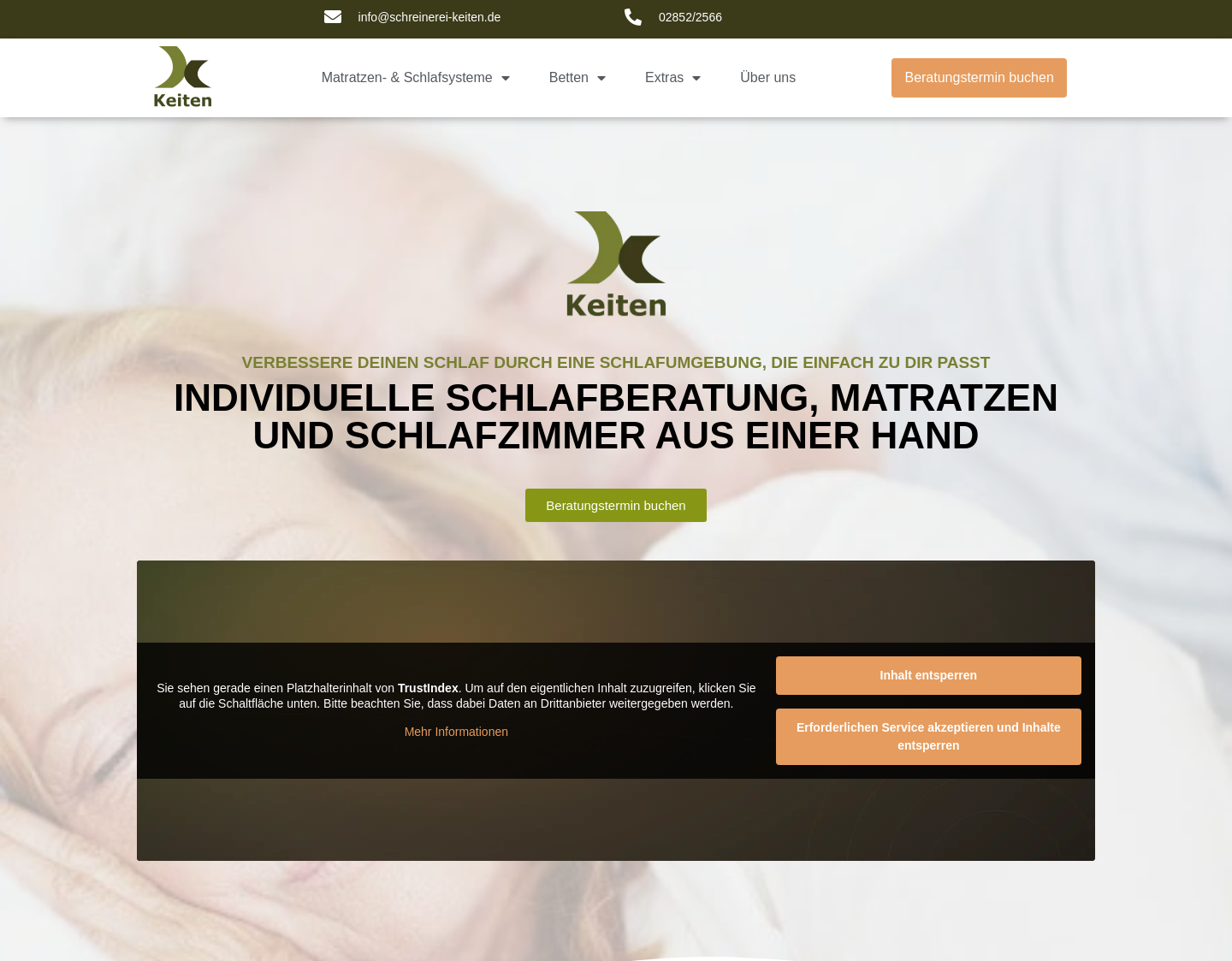 Aktuelle Website-Vorschau von Keiten Schlafberatung