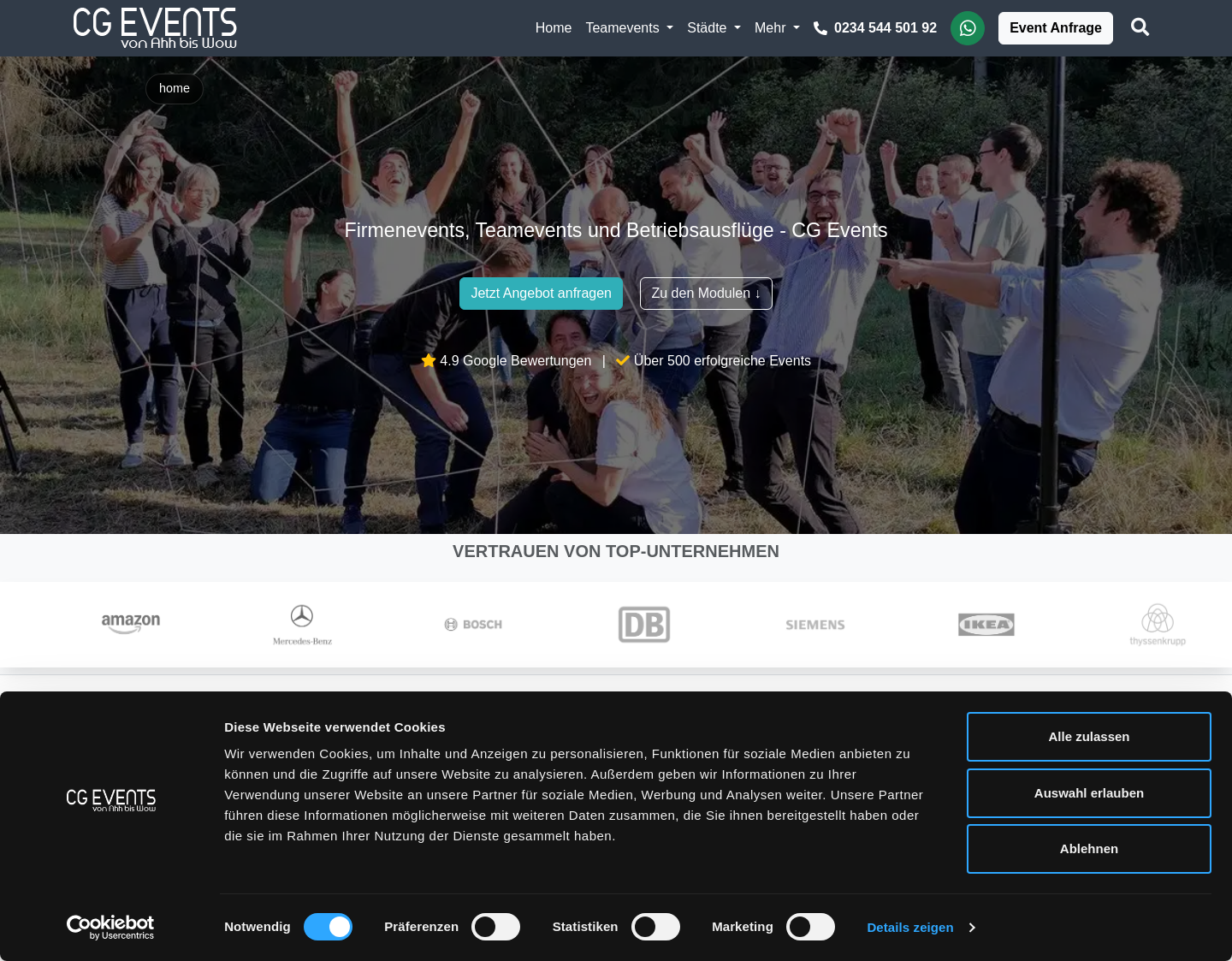 Aktuelle Website-Vorschau von Mit den besten Event-Spezialisten auf Ihrer Firmen