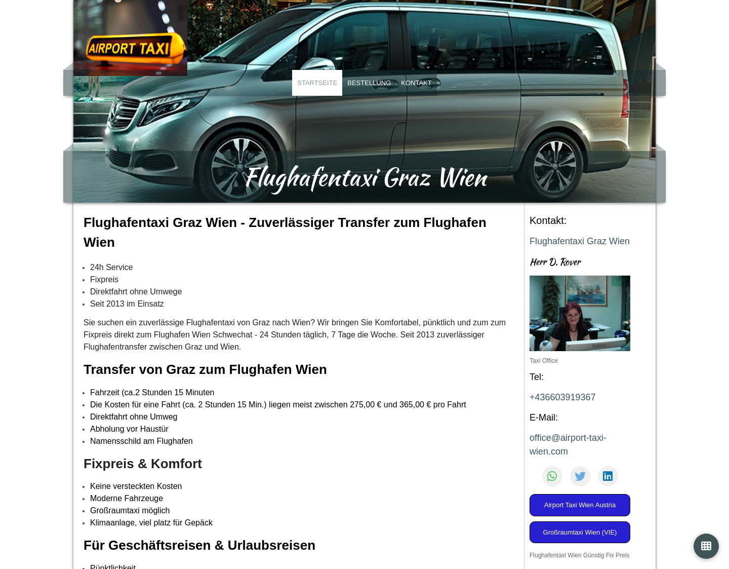 Aktuelle Website-Vorschau von Flughafentaxi Graz Wien
