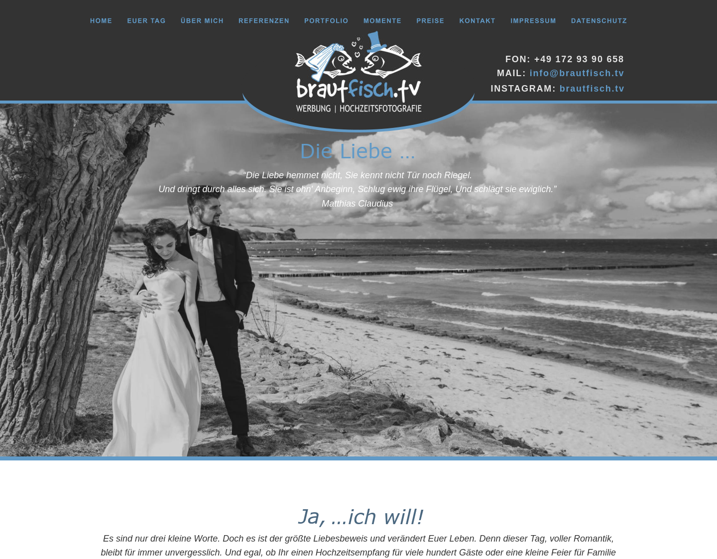 Aktuelle Website-Vorschau von Brautfisch.tv Hochzeitsfotografie