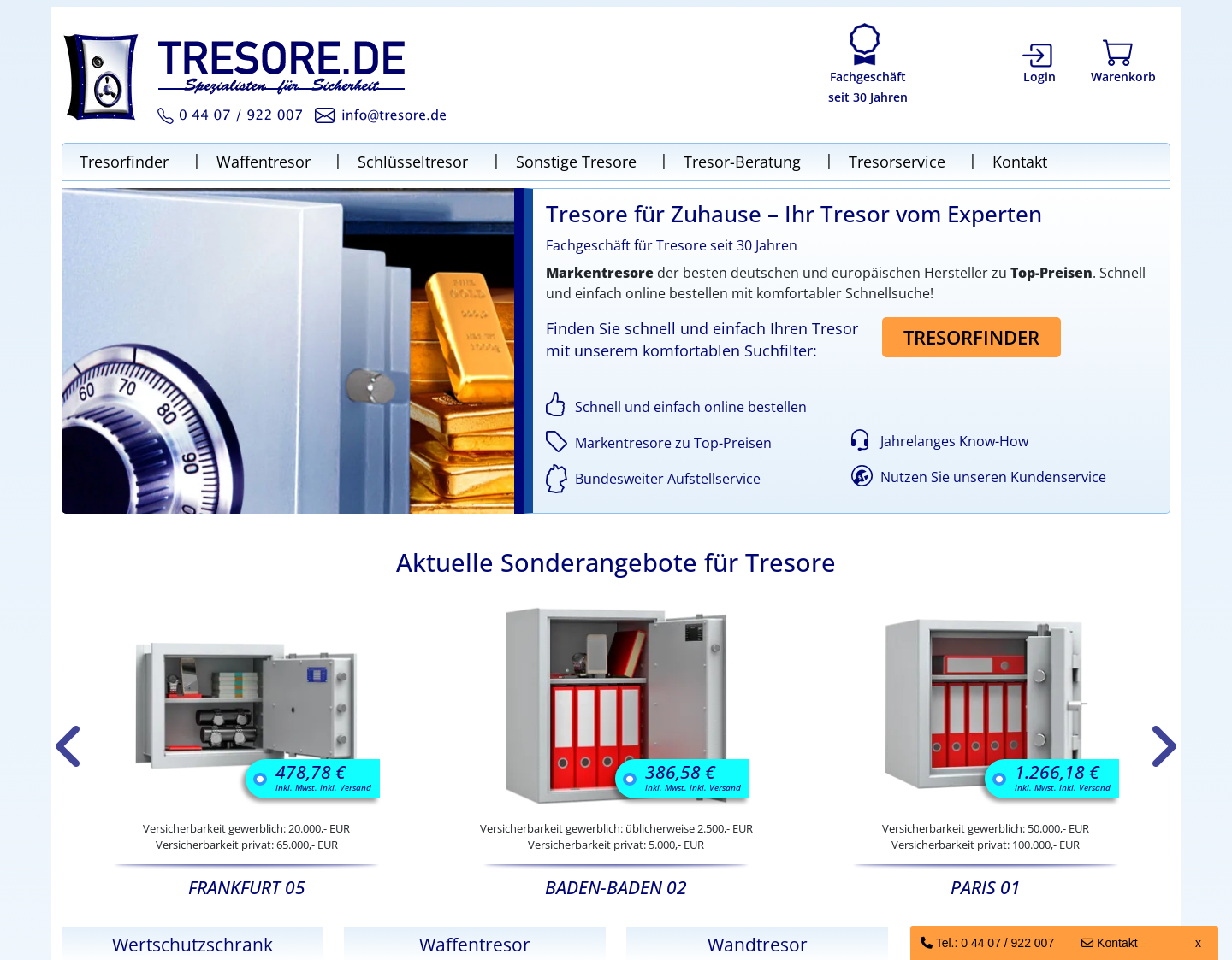 Aktuelle Website-Vorschau von Einwurftresor bei Schichtbetrieb