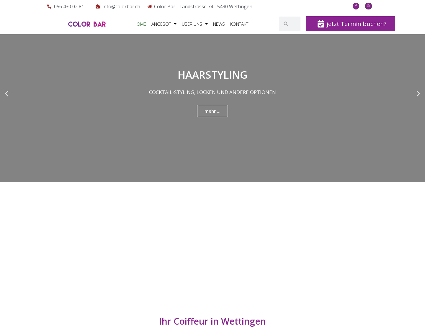 Aktuelle Website-Vorschau von Friseur Wettingen Color Bar
