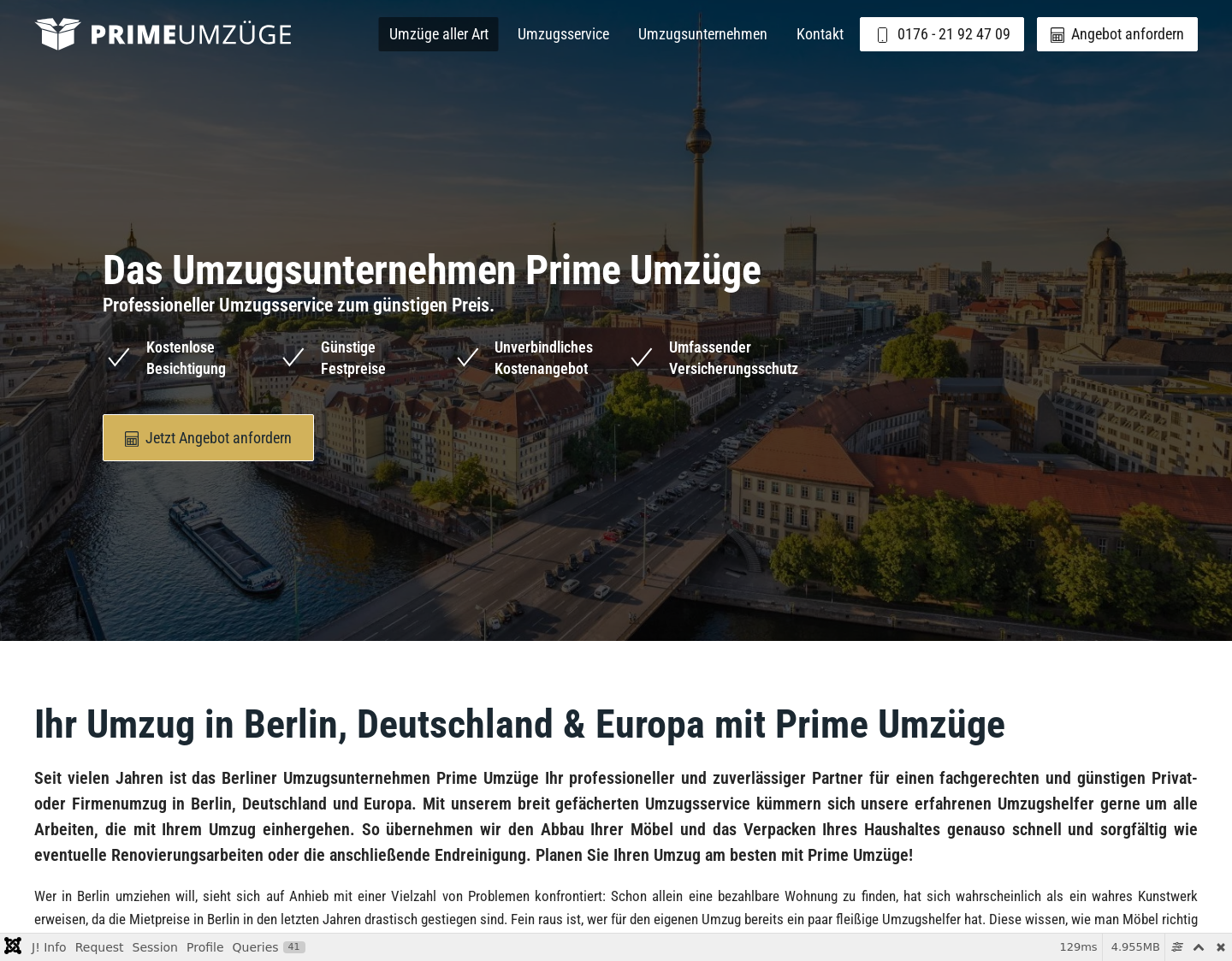Aktuelle Website-Vorschau von Primeumzüge Berlin