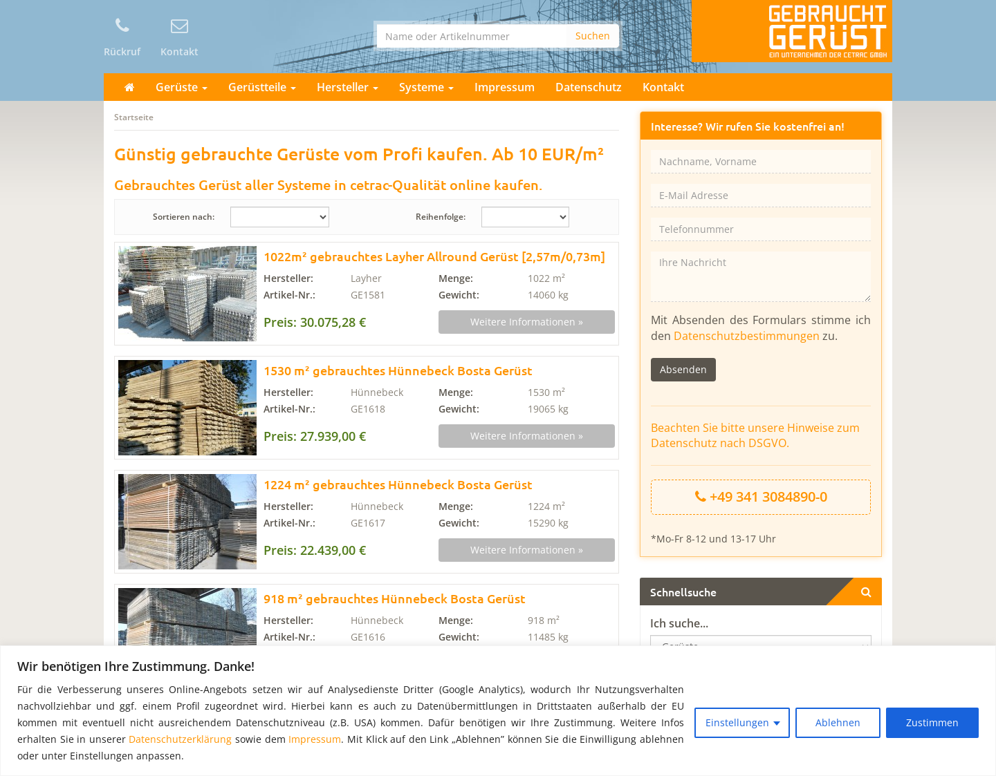 Aktuelle Website-Vorschau von Gebrauchte Gerüste und Schalungen