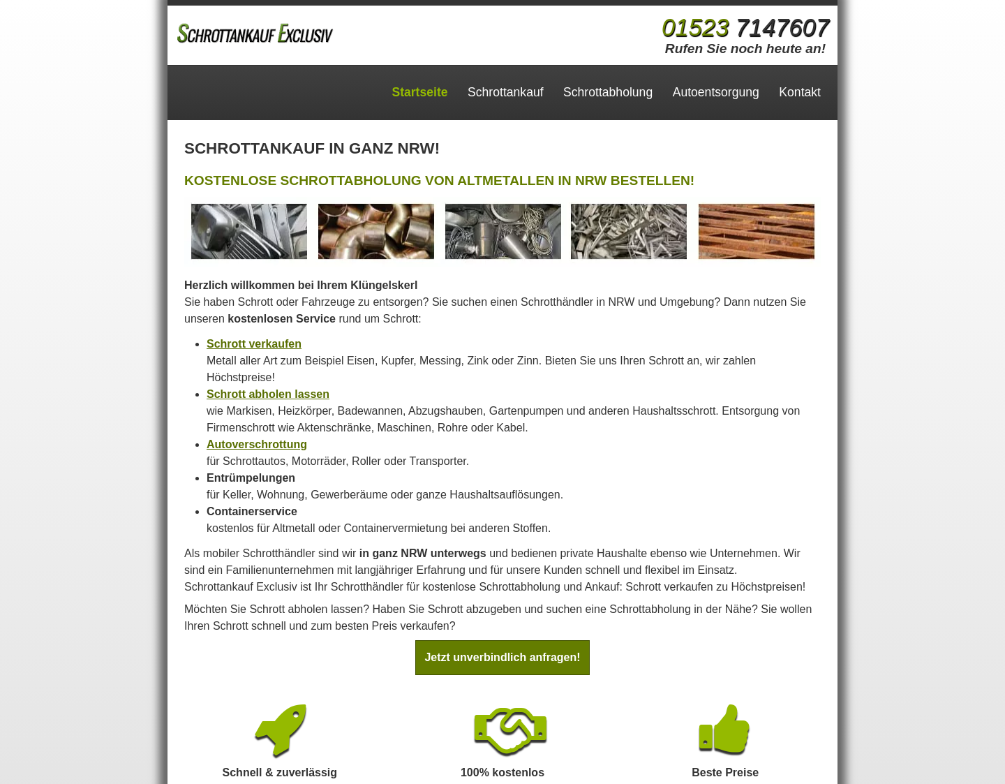 Aktuelle Website-Vorschau von Schrottankauf Exclusiv