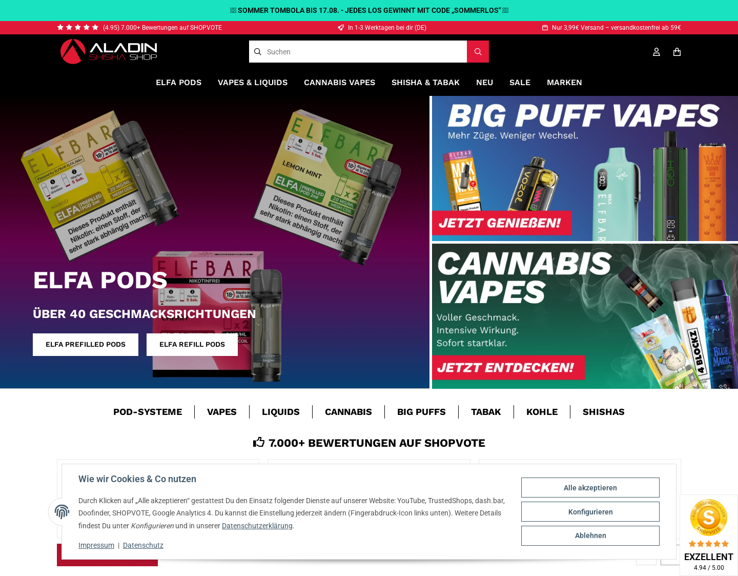Aktuelle Website-Vorschau von Aladin Online e.K.