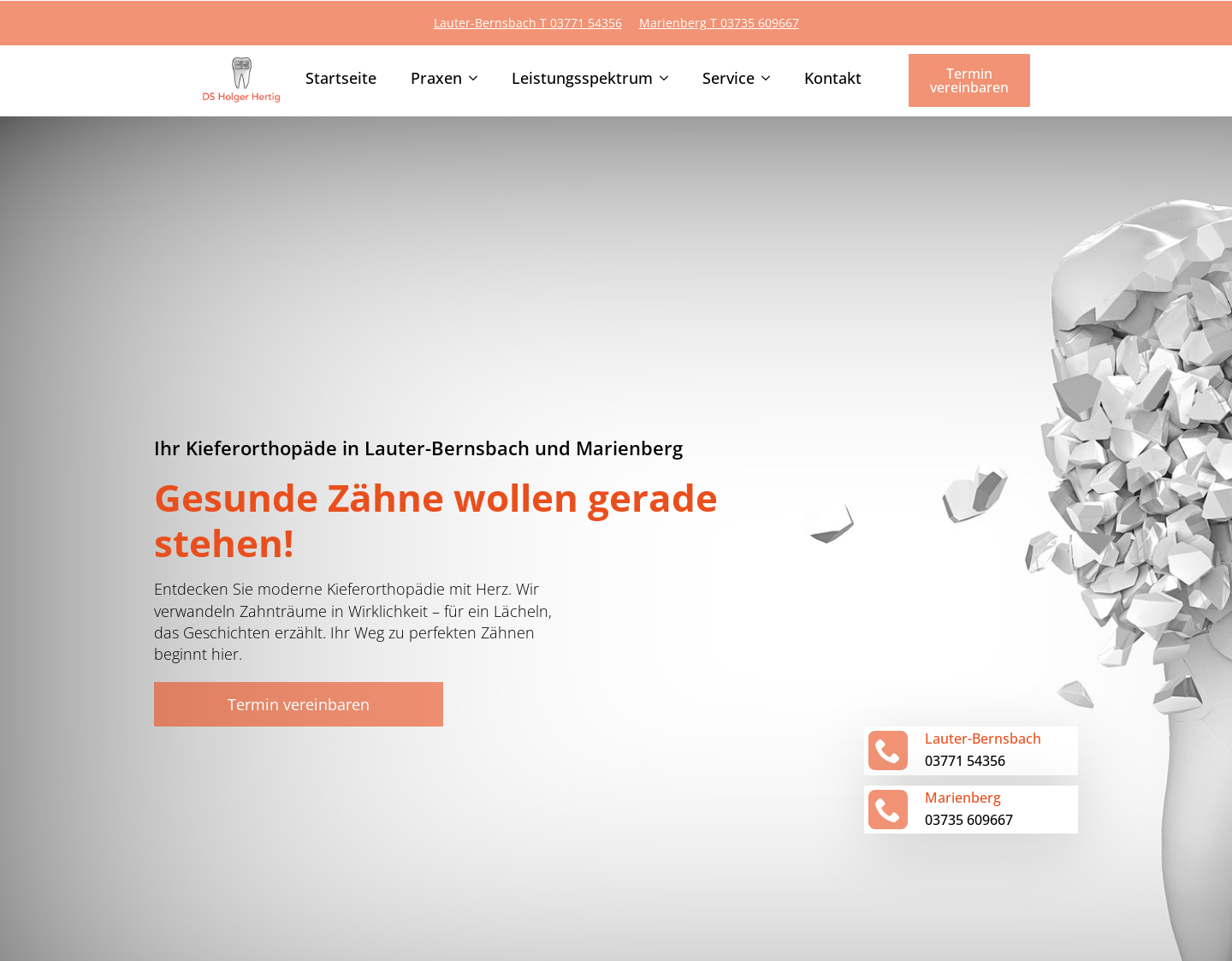 Aktuelle Website-Vorschau von Dipl.-Stom. Holger Hertig