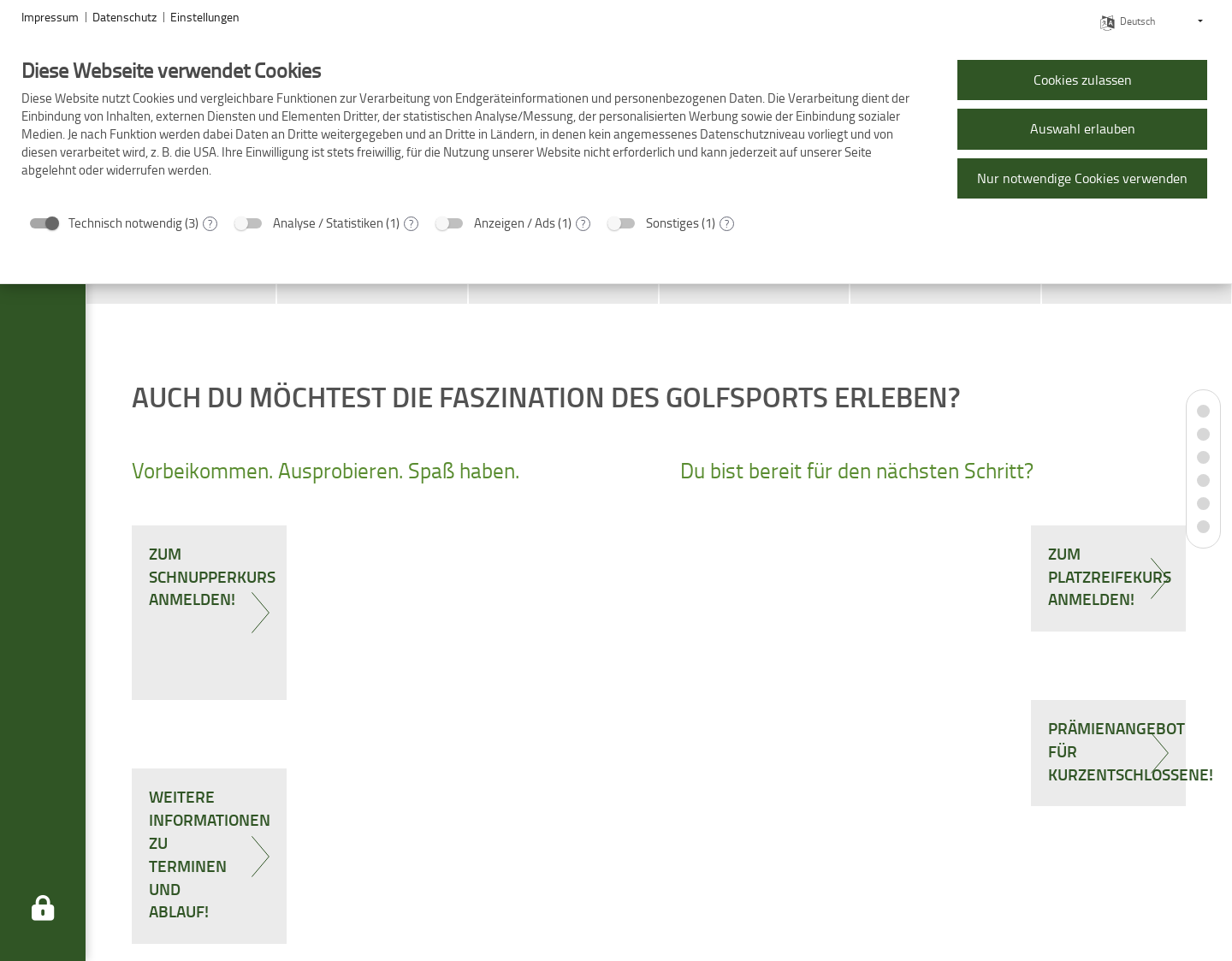 Aktuelle Website-Vorschau von Golf Nürnberg