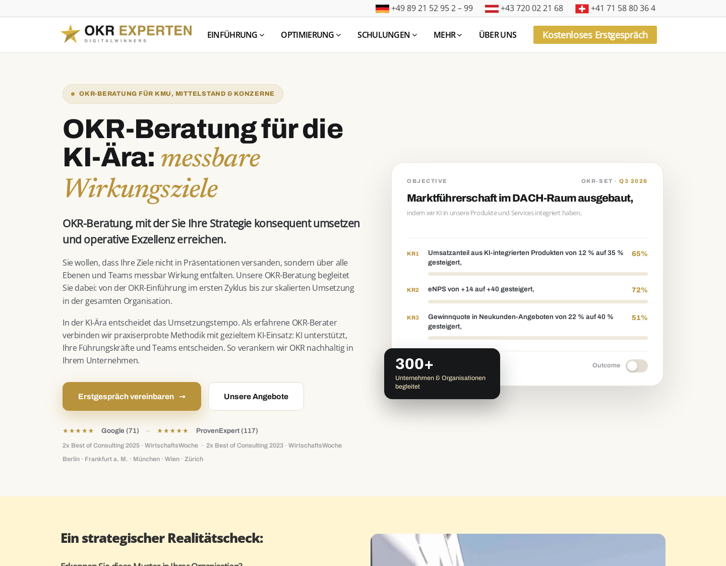 Aktuelle Website-Vorschau von OKR Experten powered by DigitalWinners GmbH
