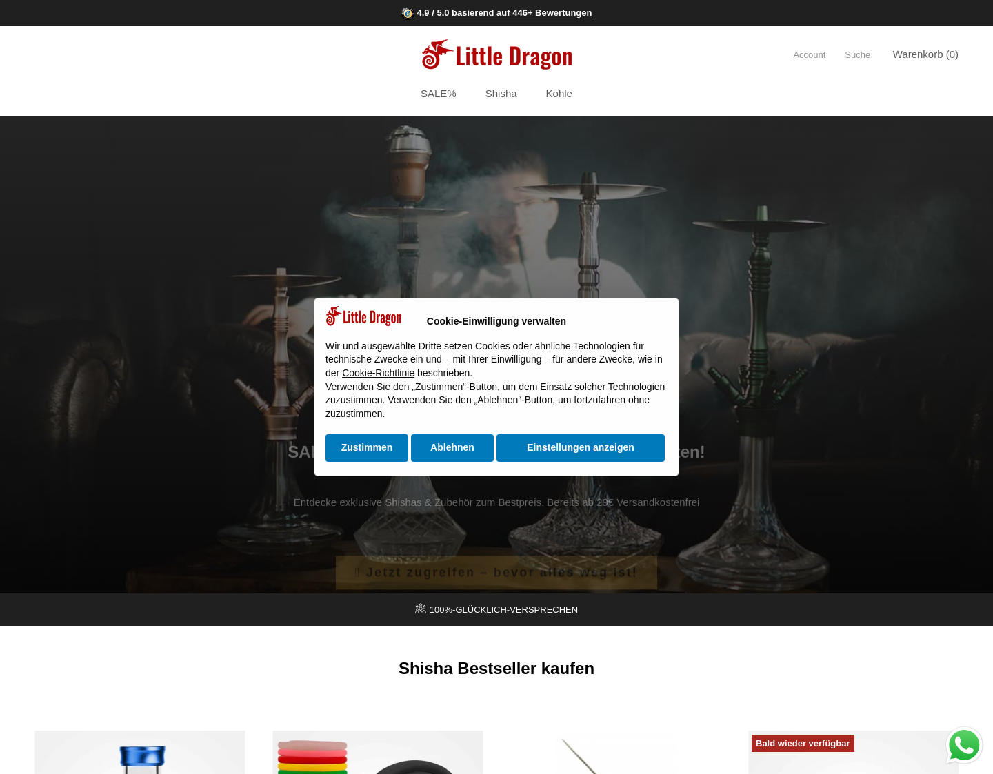 Aktuelle Website-Vorschau von Little Dragon Shisha