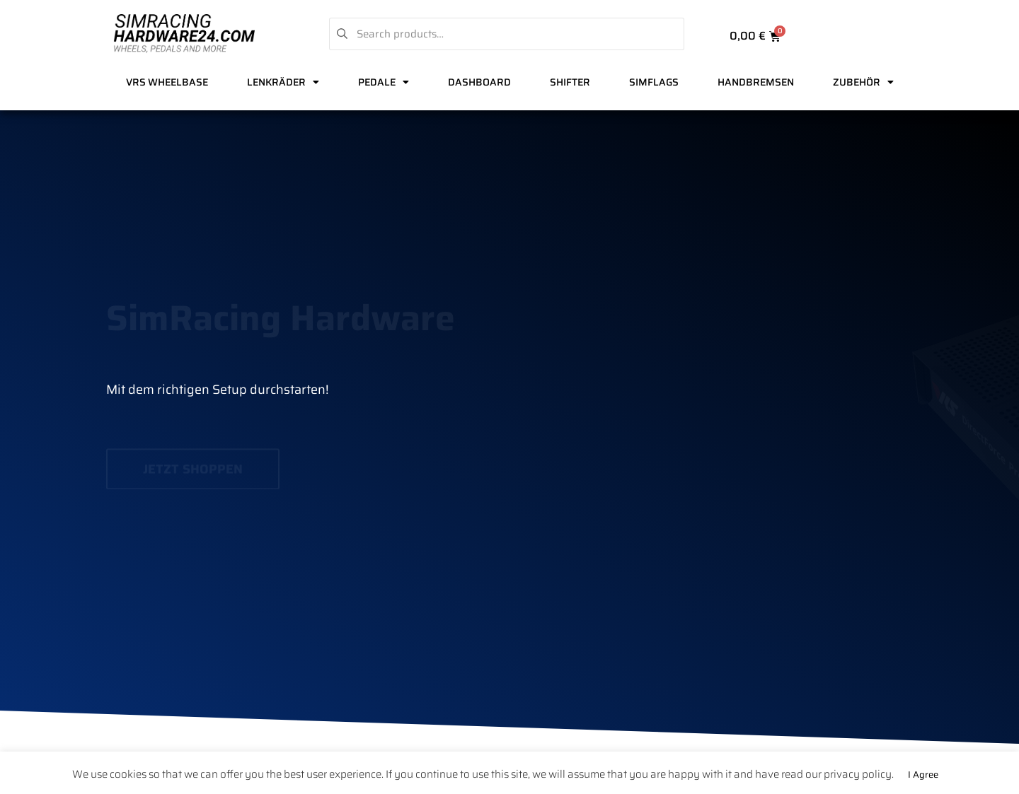 Aktuelle Website-Vorschau von Simracing Hardware24
