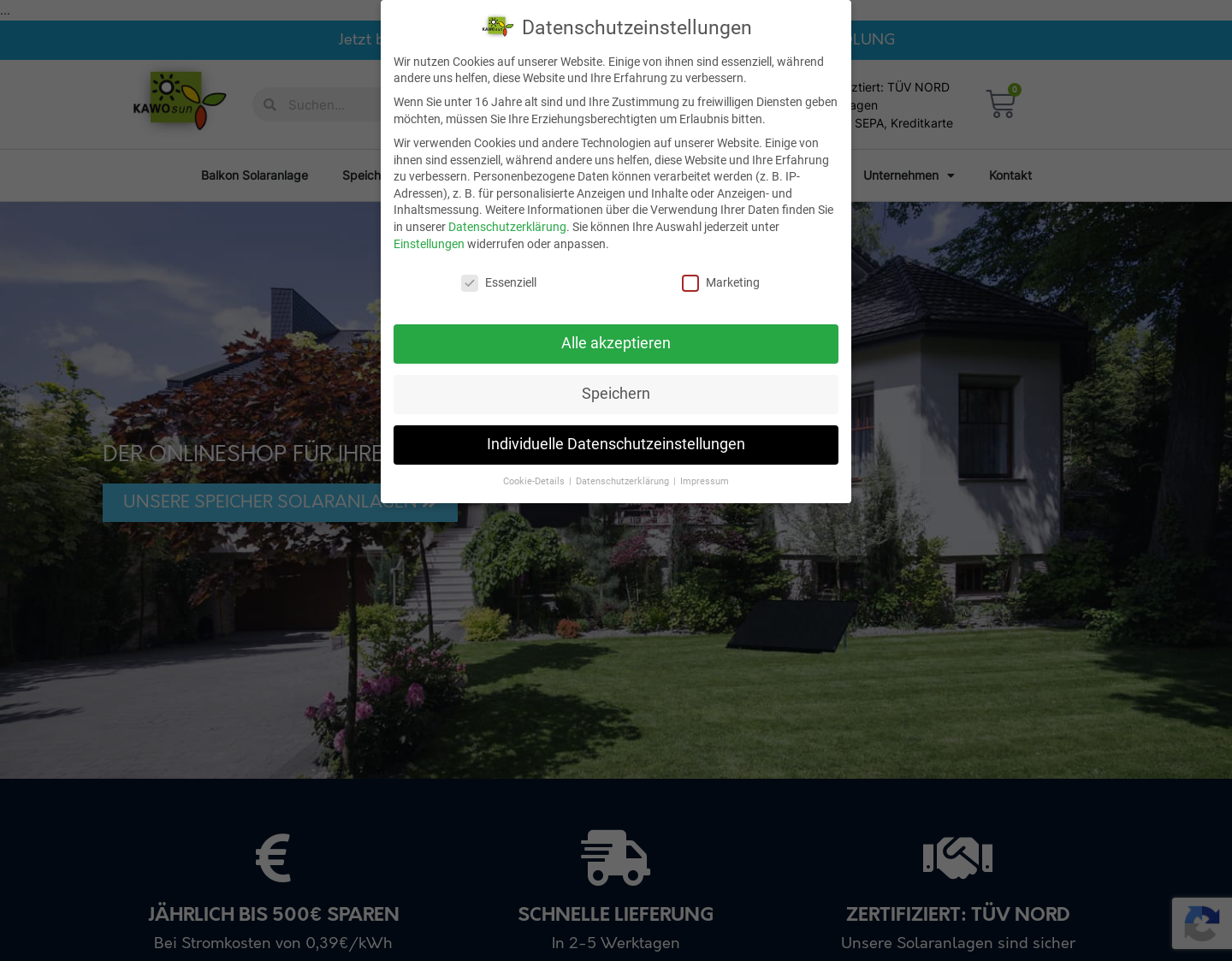 Aktuelle Website-Vorschau von KAWO sun AG