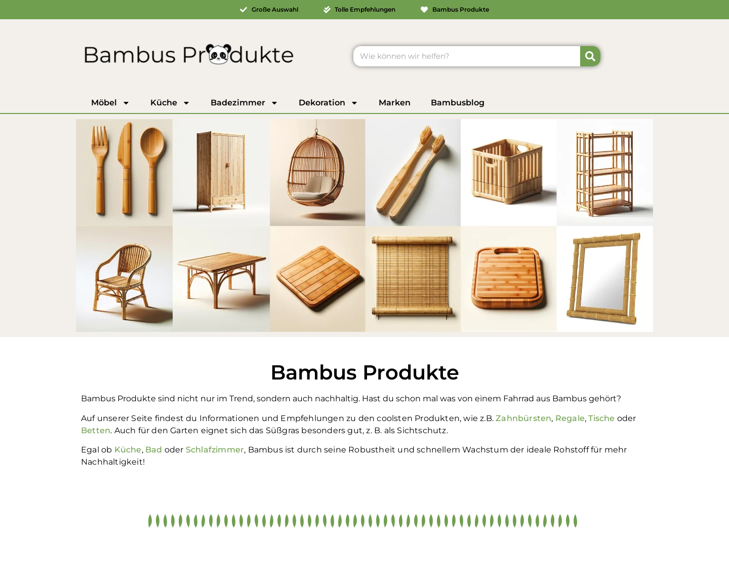 Aktuelle Website-Vorschau von Bambus Produkte