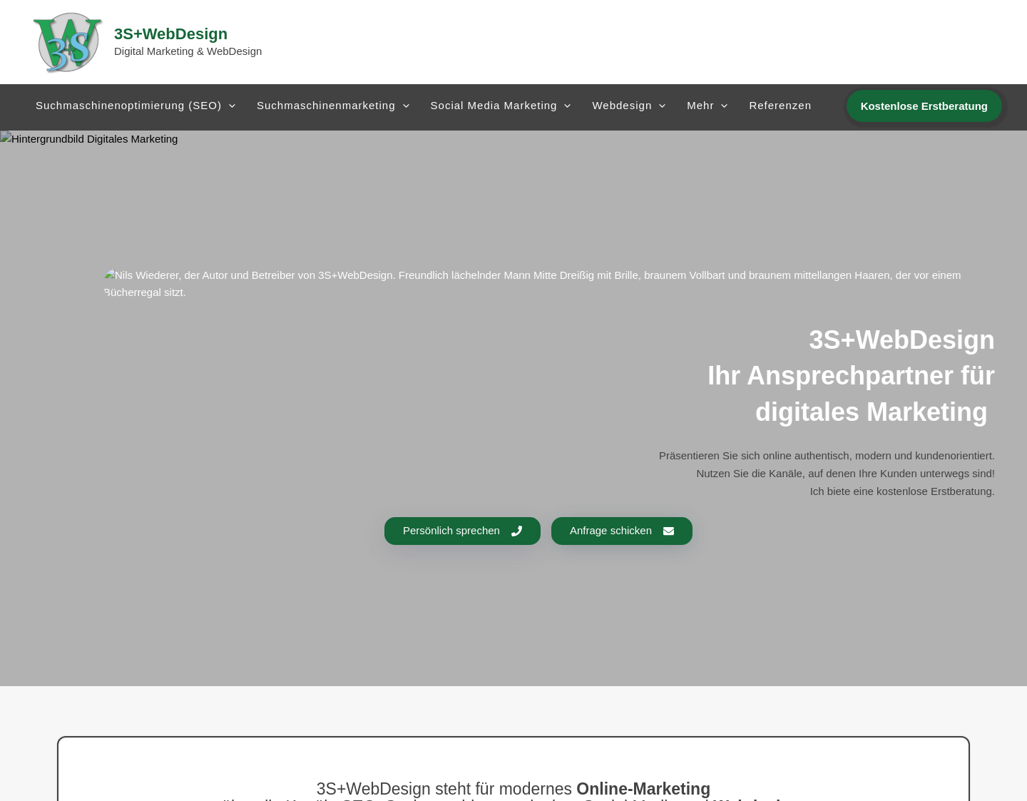 Aktuelle Website-Vorschau von 3S+WebDesign