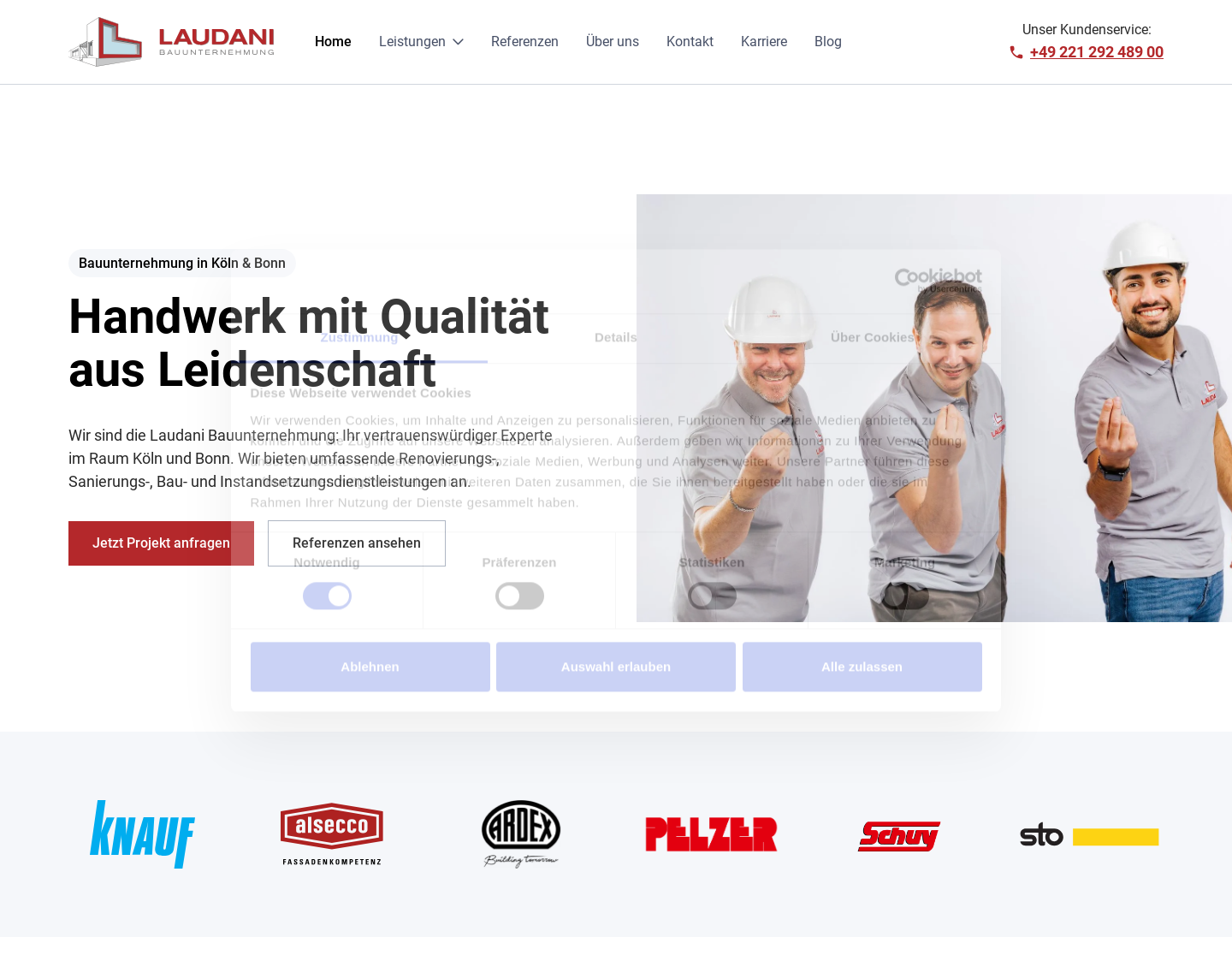 Aktuelle Website-Vorschau von Laudani Bauunternehmen im Großraum Köln und Bonn